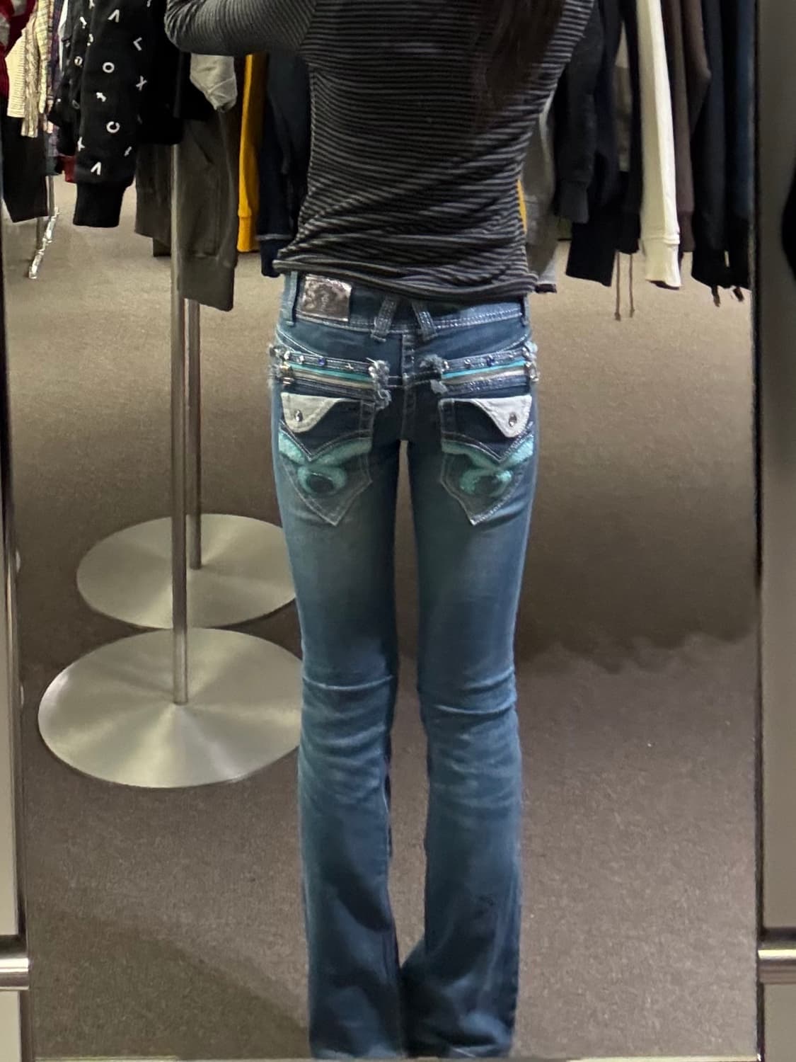 25)레드페퍼 빈티지 Y2K 포켓 큐빅 부츠컷 로우라이즈 데님팬츠 상품이미지2