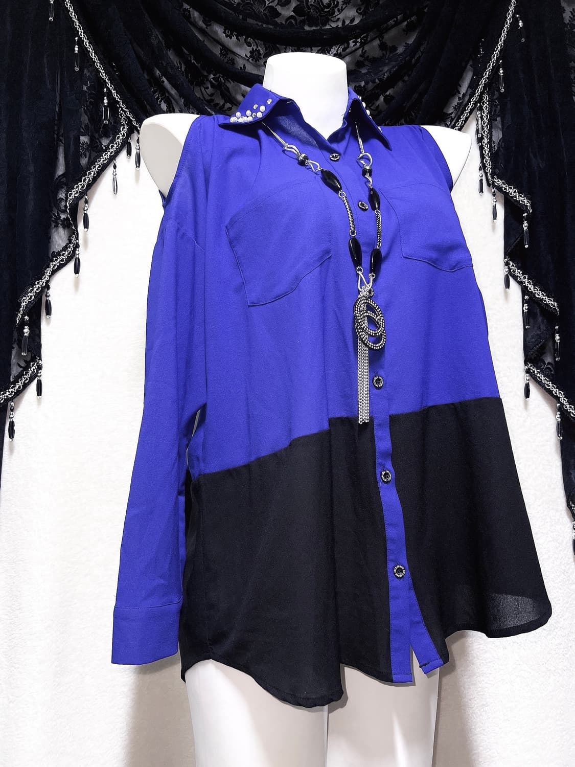 세실맥비 오네갸루 히메 섹시 아게하 어깨트임 셔츠블라우스 핀터 고스펑크 상품이미지2