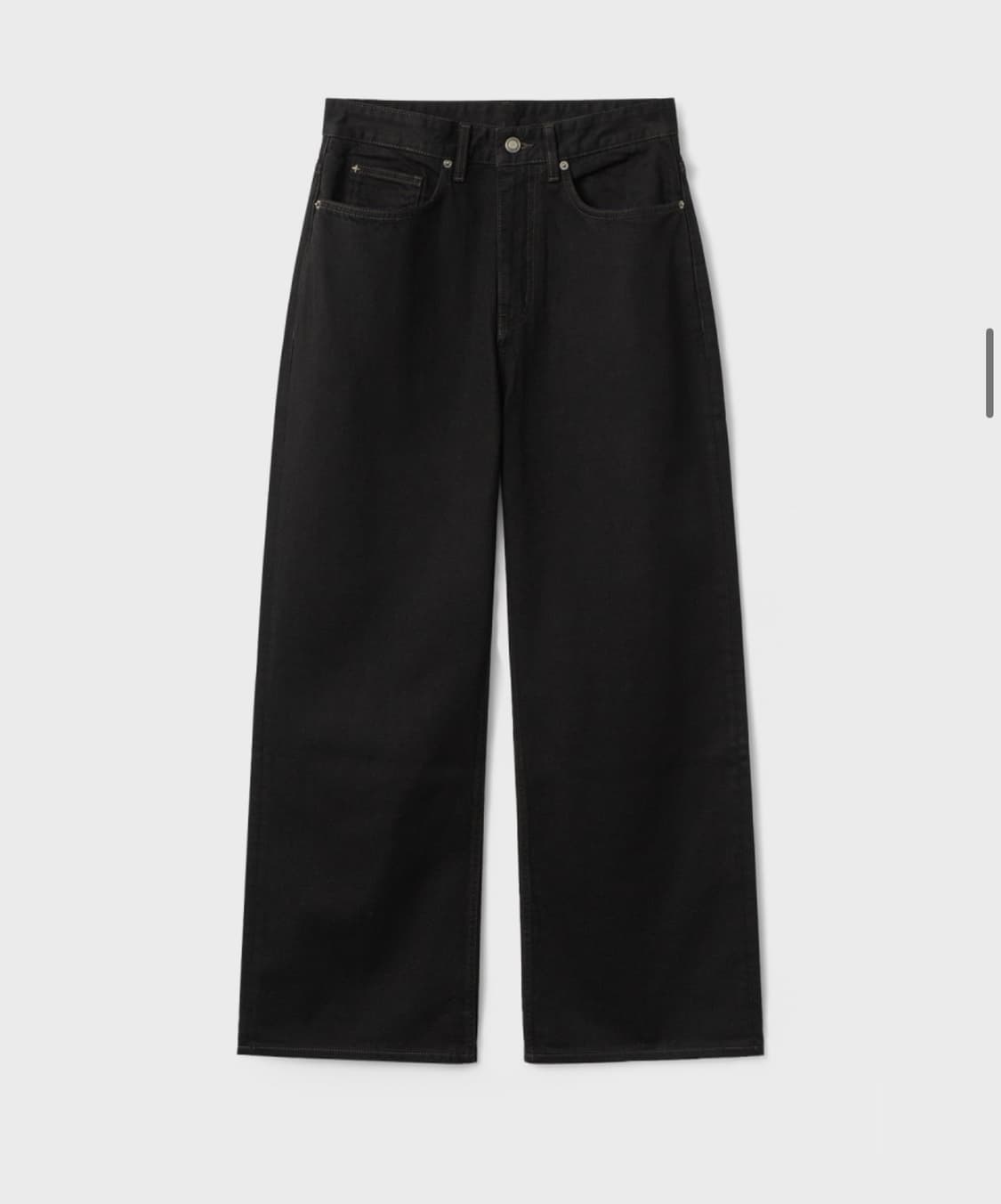 벨리에 트루 와이드 데님 팬츠 - 원 워시드 블랙 상품이미지1