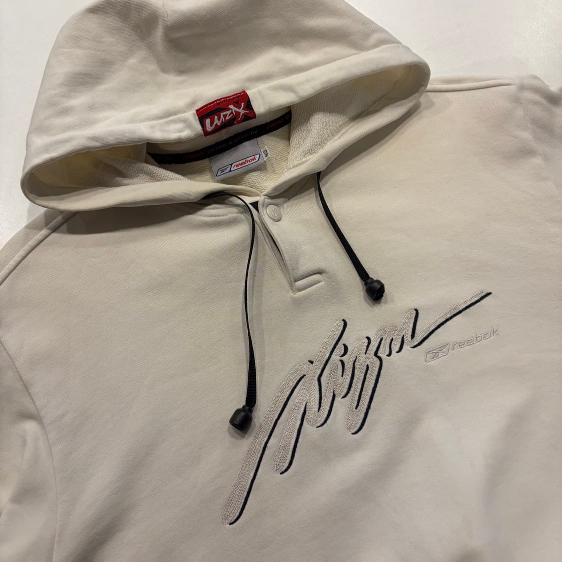 [95] 리복 올드스쿨 빈티지 화이트 버튼 후드티 D238 상품이미지3