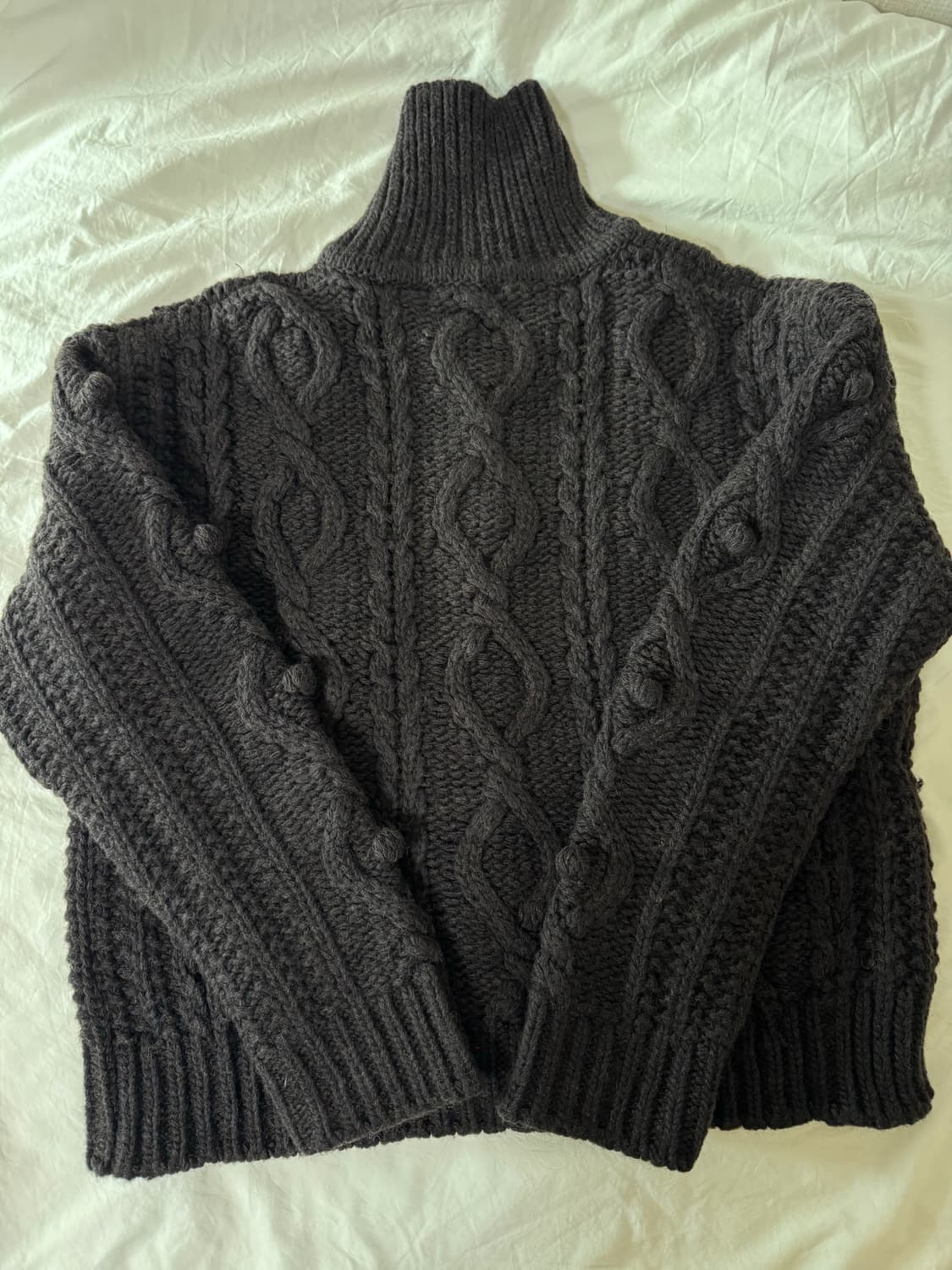 네세서리 팝콘 스티치 케이블 니트 가디건 초코 상품이미지2