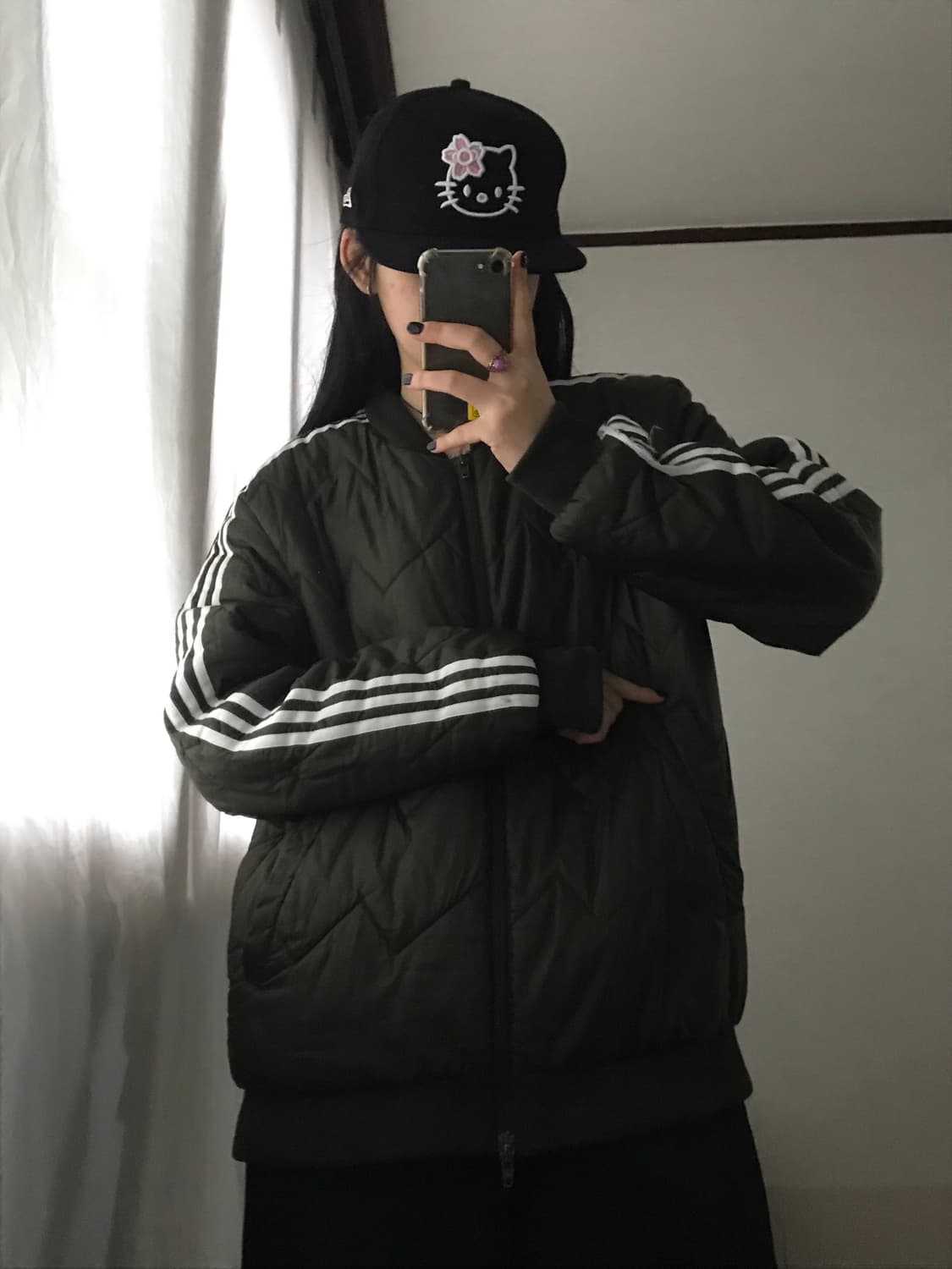 아디다스 카키 삼선 누빔패딩 상품이미지4