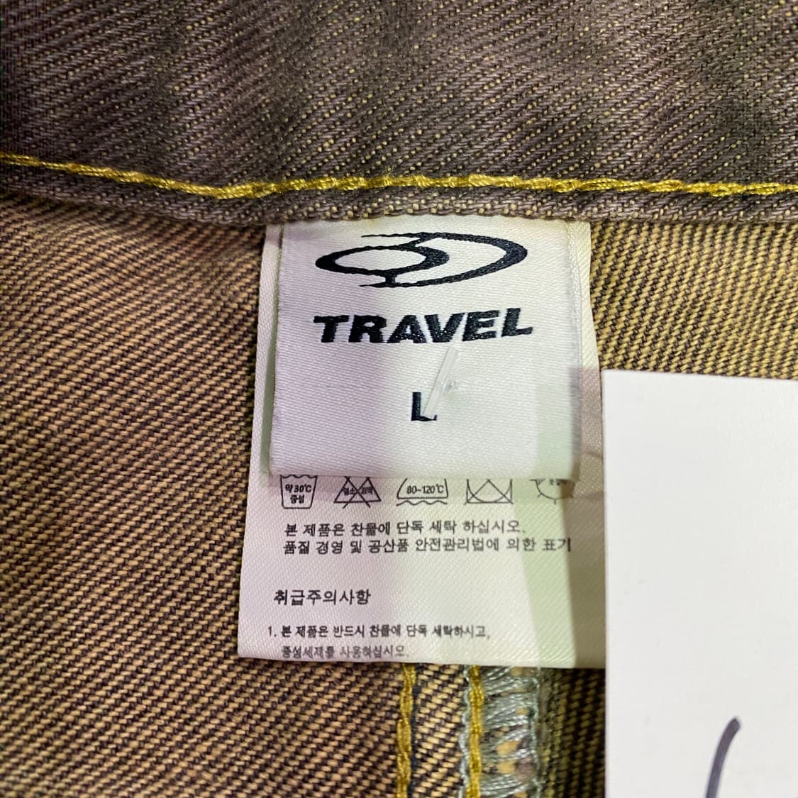 트래블 스몰로고 절개 워싱 샌드 브라운 데님 팬츠 B4038 상품이미지6