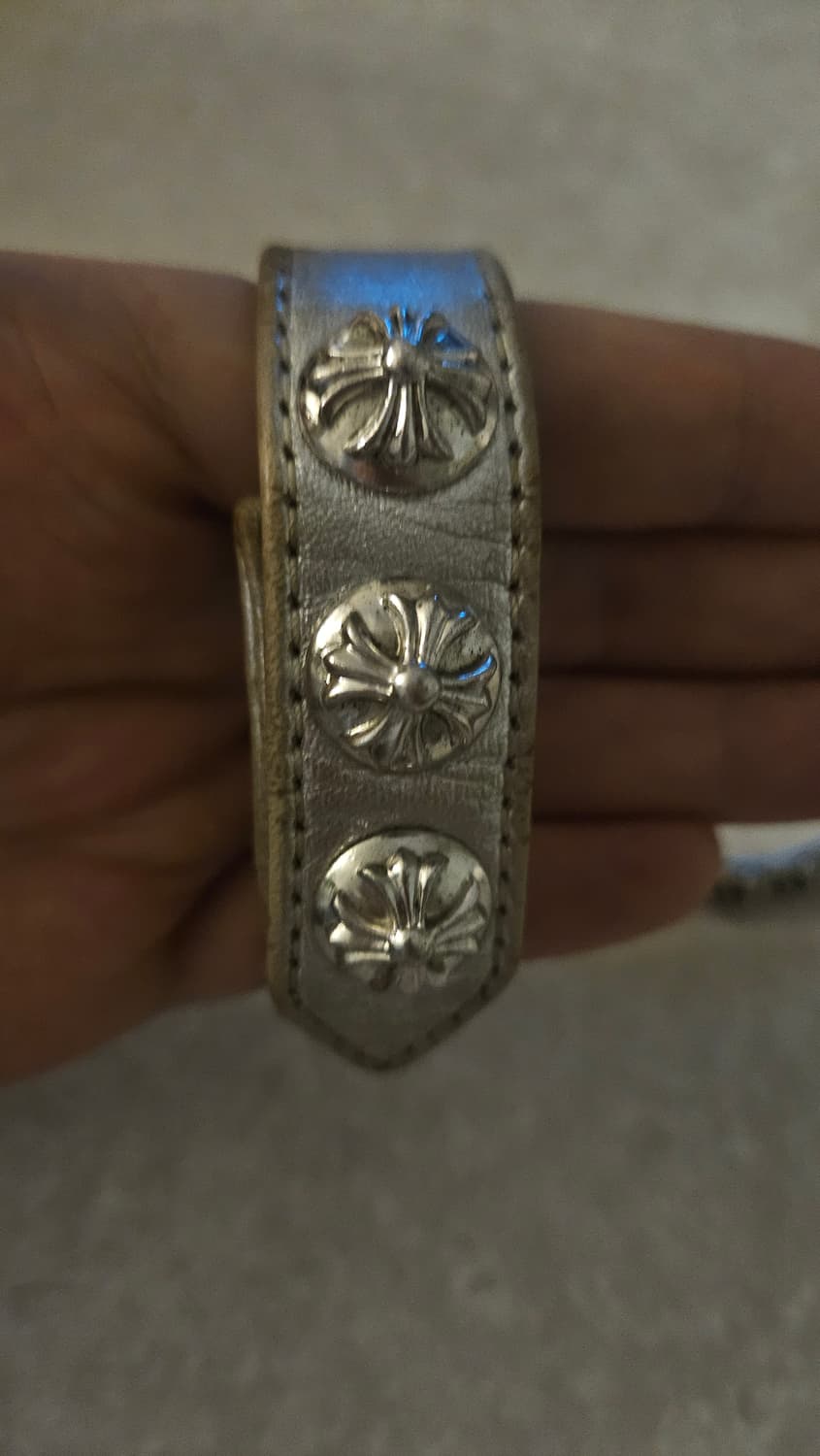 크롬하츠 3볼 로듐가죽팔찌 상품이미지4