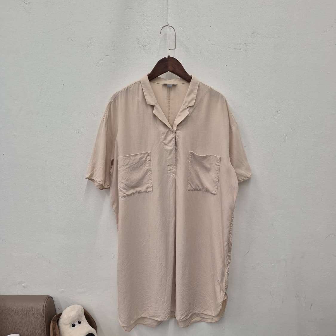 코스 실크 피치 셔츠 드레스 S 상품이미지1