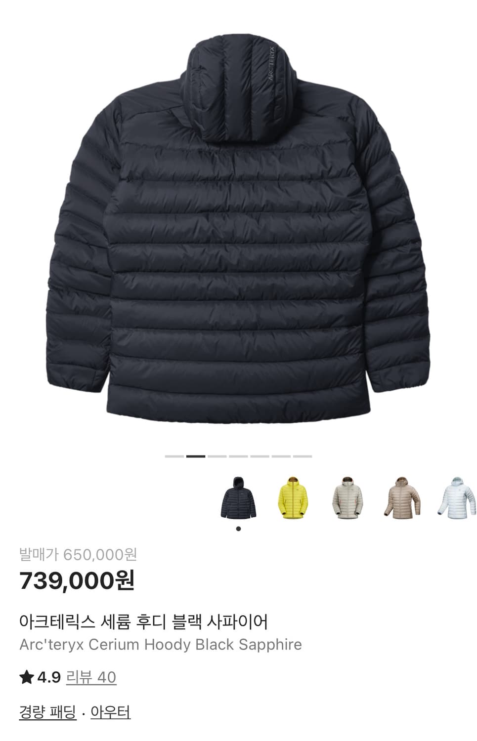 아크테릭스 세륨 후디 패딩 상품이미지2