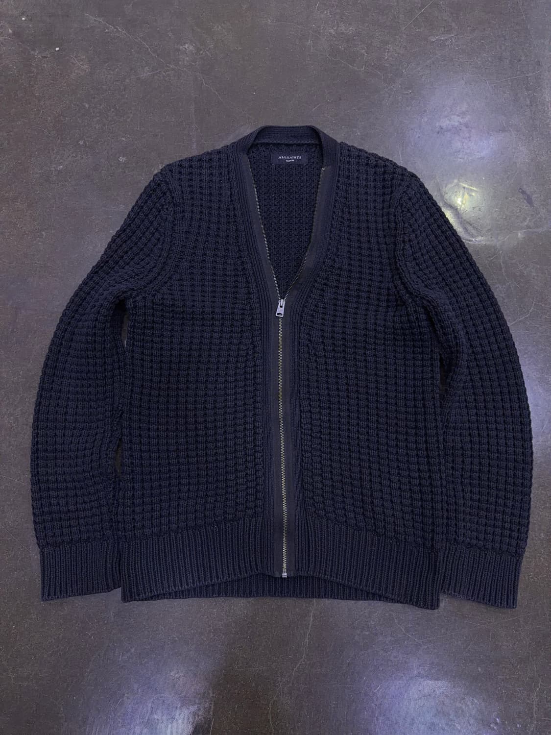 올세인츠 케이블 집업 니트 스웨터 집업 가디건 블랙 M 상품이미지1