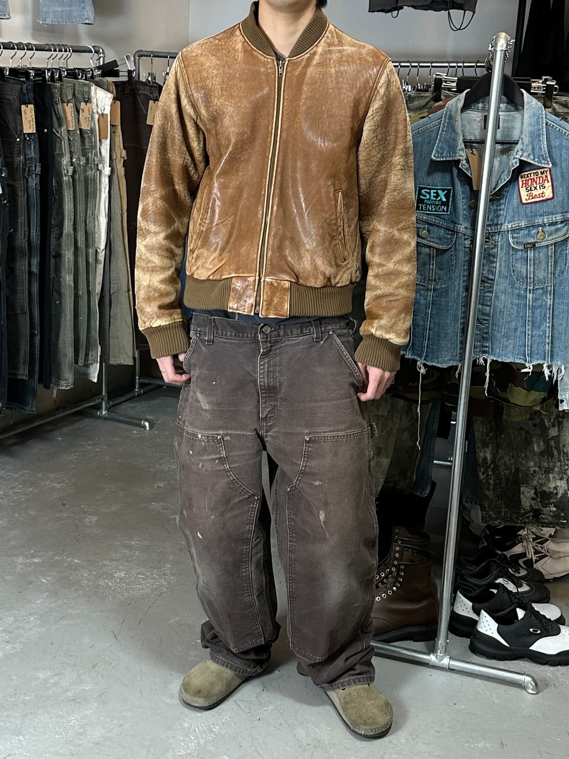 90's 빈티지 레더 봄버 자켓 빈티지 A2 디스 레더 자켓 상품이미지10