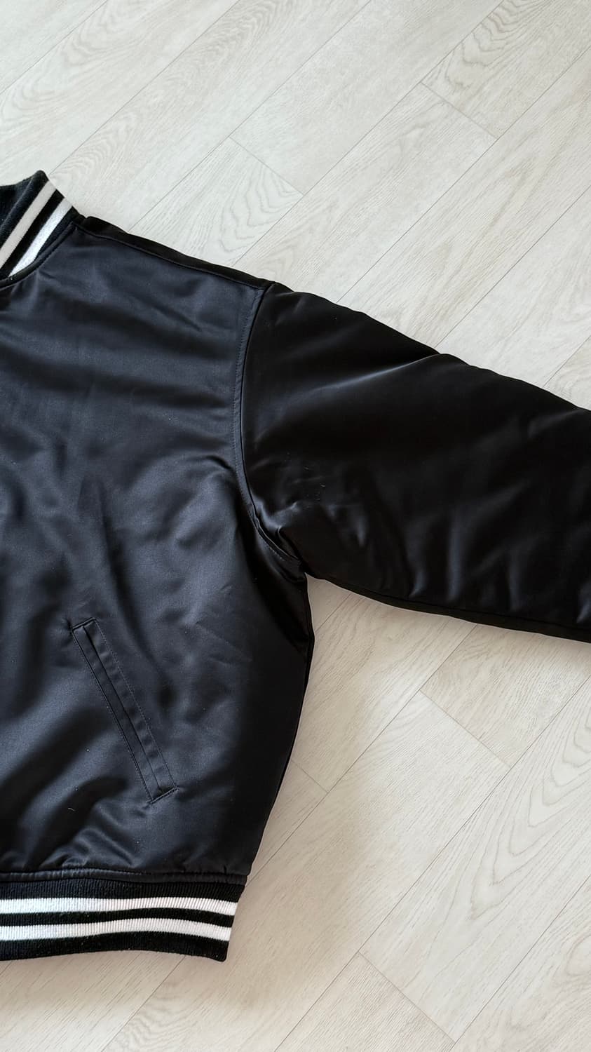 슈프림 미첼&네스 사틴 바시티 자켓 블랙 L 상품이미지3