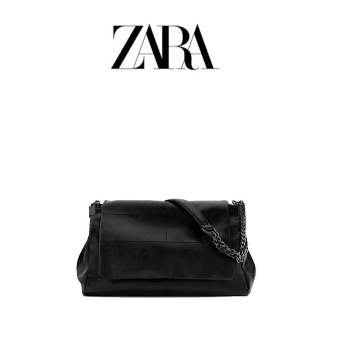 새제품)ZARA 자라 락스타일 플랩 숄더백 블랙 유나가방 6360/110 상품이미지1