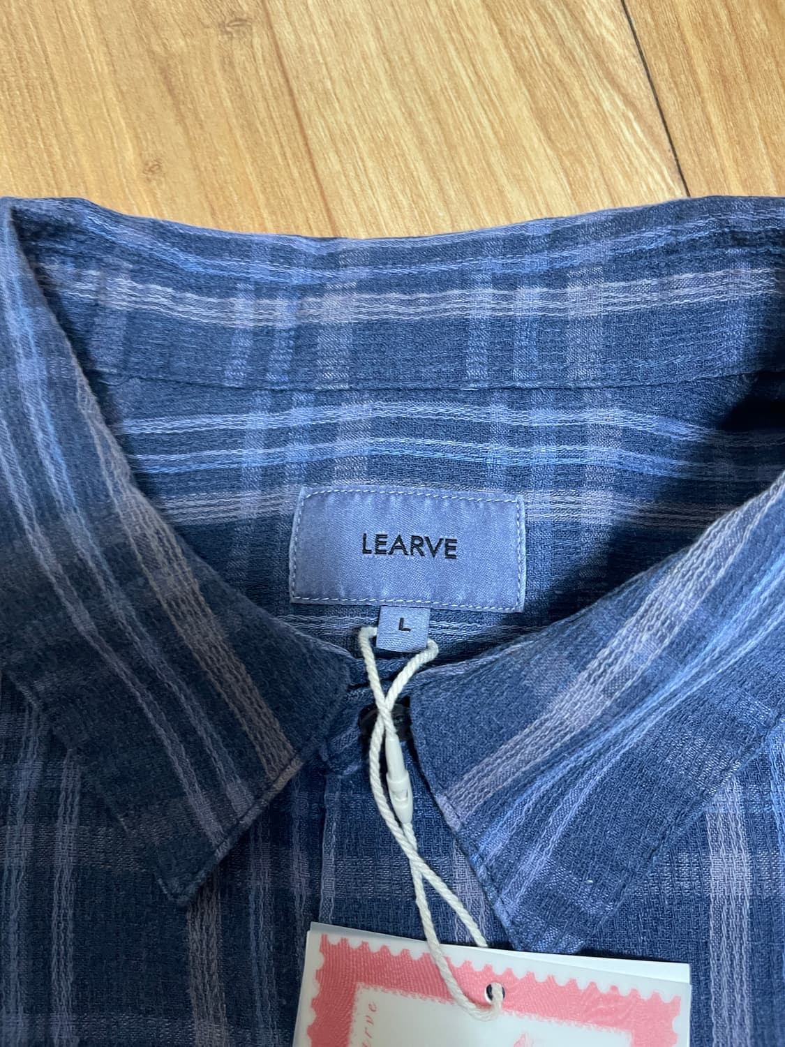 르아브 르아브 다이드 스트라이프 체크 셔츠 블루 L 상품이미지4