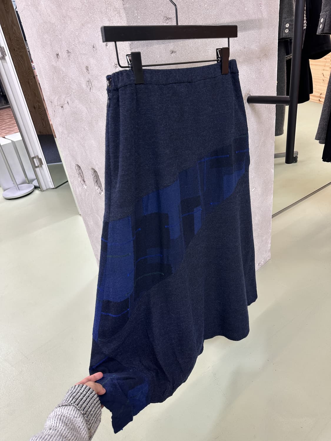 navy check pannel buttons long skirt 상품이미지2