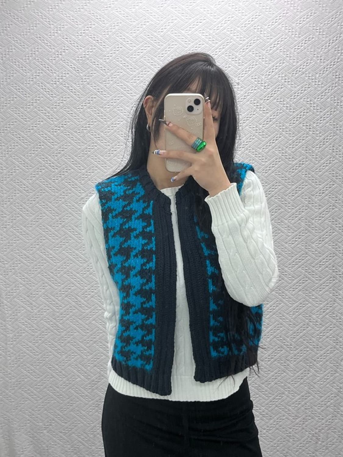 자라 올드스쿨 유니크 키치 하운드 체크 니트 조끼 S C07932 상품이미지1