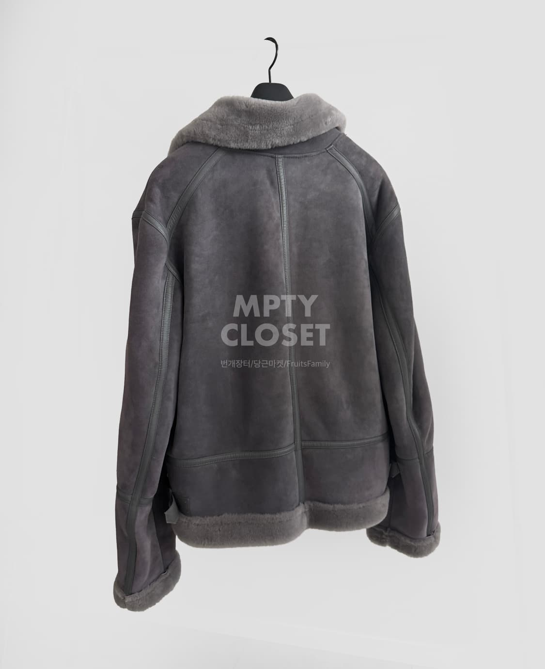 itleather 맞춤주문 에비에이터 무스탕 시어링 자켓 그레이 상품이미지2