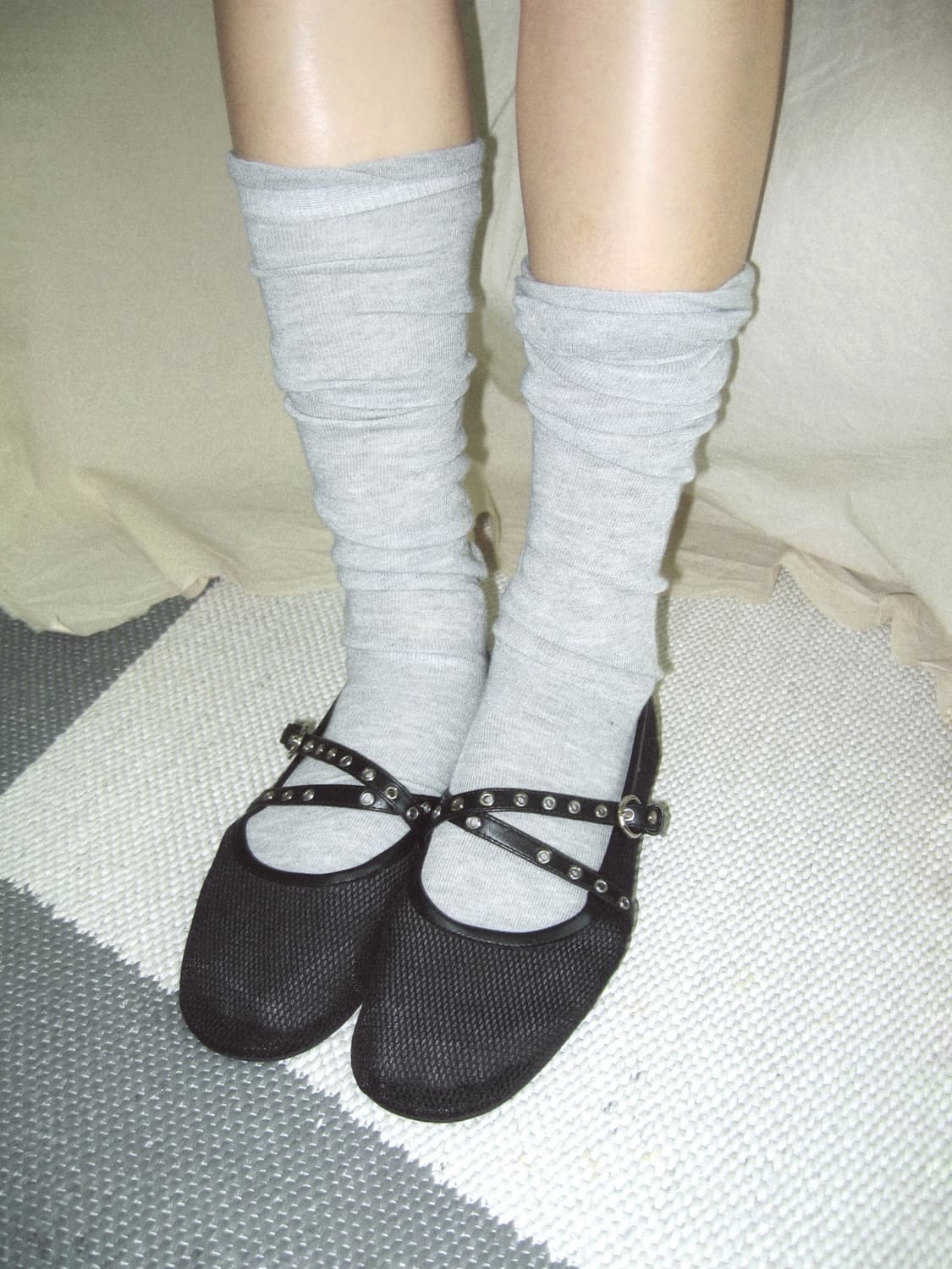 [Select] Mesh Eyelet Buckle Flats 상품이미지1