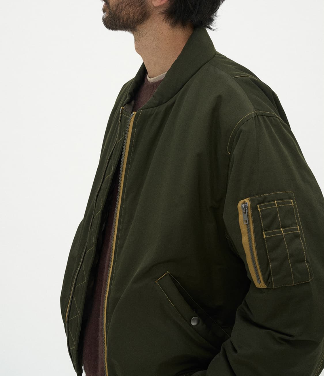 새상품(M)파르티멘토 신슐레이트 빈티지 워시드 MA-1 블루종 카키 상품이미지2