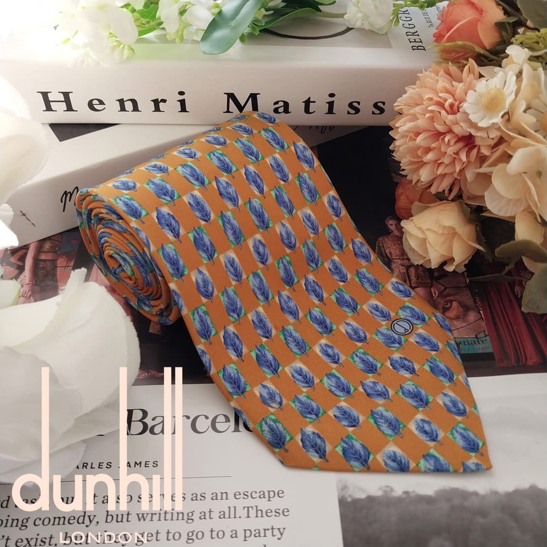 던힐 실크 옐로우 리프 패턴 넥타이 9.7cm A+등급 K1697
 상품이미지2