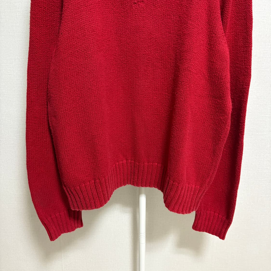 폴로 랄프로렌 코튼 반집업 니트 / 레드, L 상품이미지3