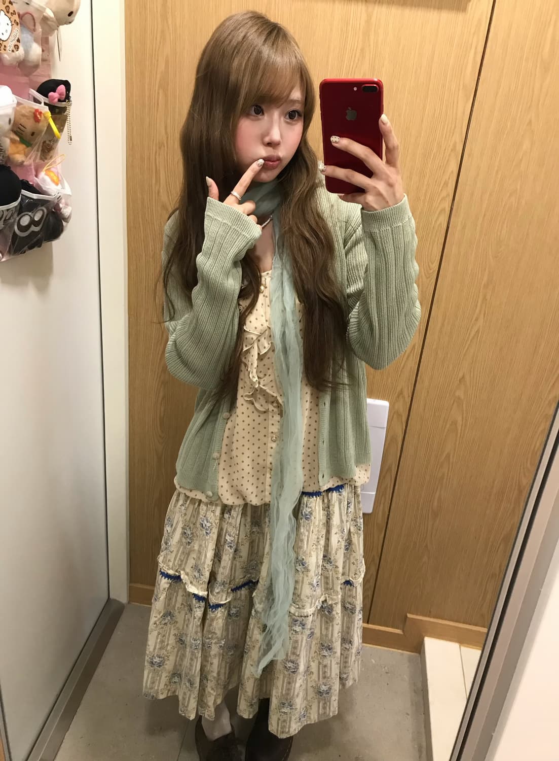 민트 하구미 플라워 도트 블라우스 코디세트 상품이미지2