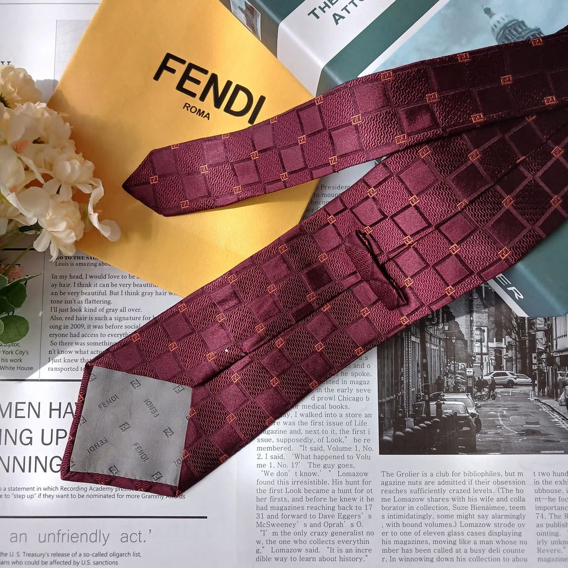 펜디 실크 와인 주카 패턴 넥타이 9.9cm A+~A등급 e879
 상품이미지4