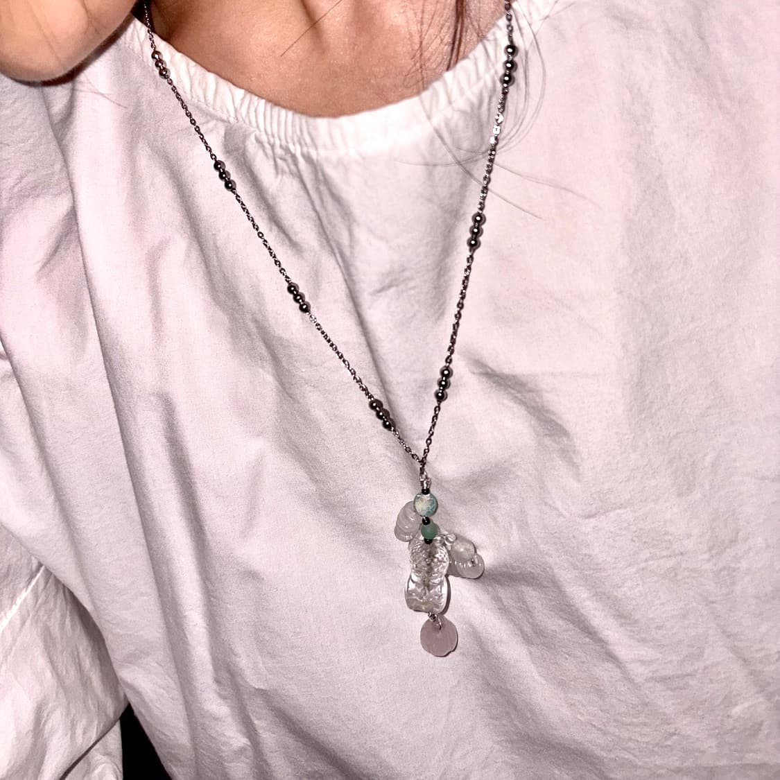 아기 부처 원석 오리엔탈 목걸이 baby Buddha necklace 상품이미지7