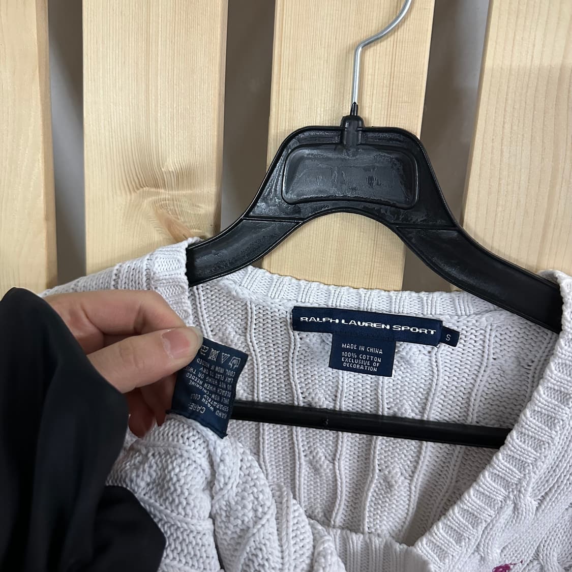 (S) 폴로 화이트 케이블 니트 스웨터 상품이미지5