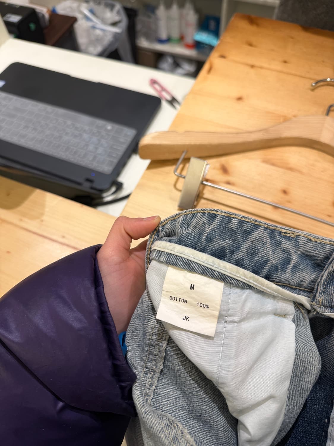 워시드 그레이 더블니 데님 팬츠 U551 상품이미지5