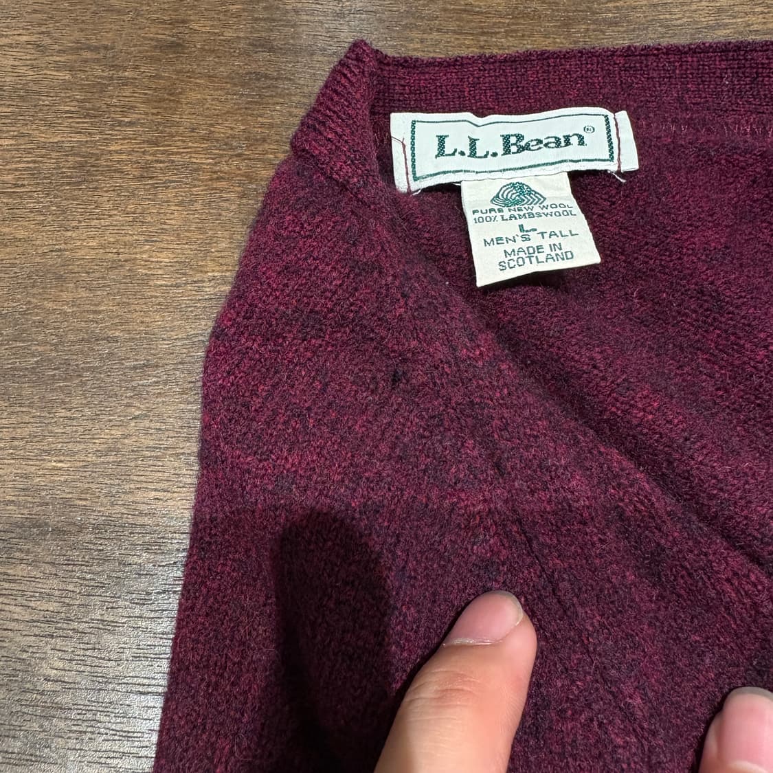 L.L.bean 정품 엘엘빈 스코틀랜드 생산 램스울 버건디 가디건 상품이미지8
