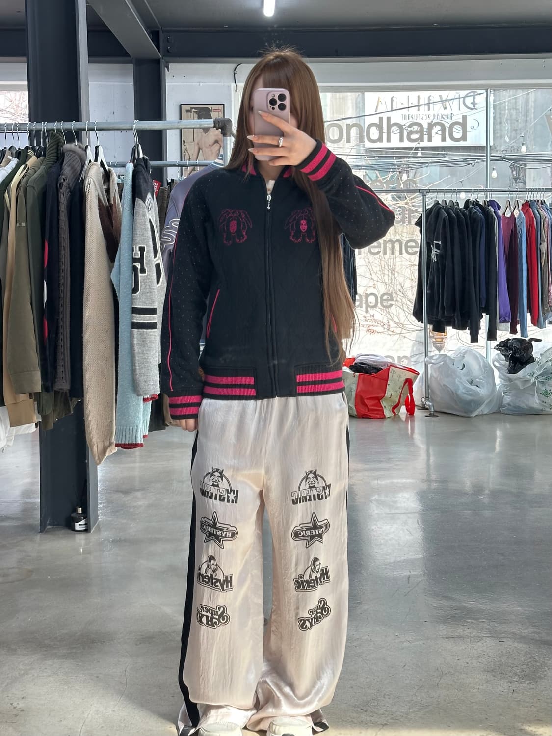 히스테릭글래머 핑크도트 히스걸 퀼팅 바시티자켓 상품이미지4