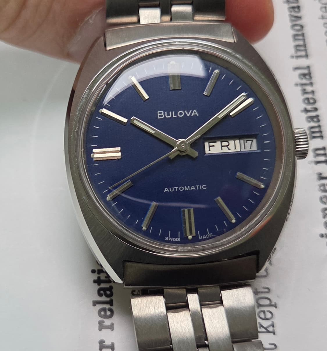 빈티지 부로바 N3 터틀 데이데이트 블루 바둑이 브레이슬릿 ver. 상품이미지1