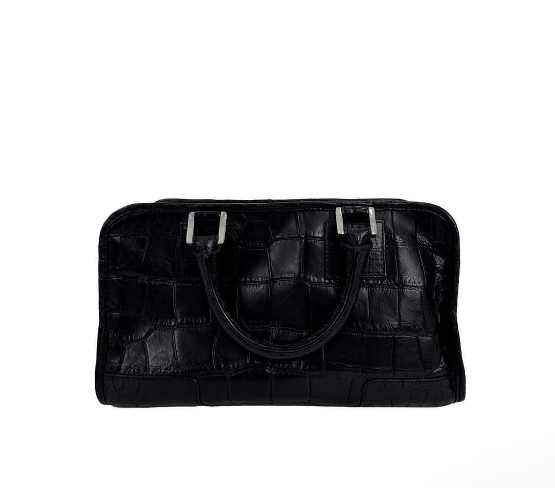 LOEWE 로에베 아마조나28 스퀘어 토트백 크로커다일 블랙 상품이미지3
