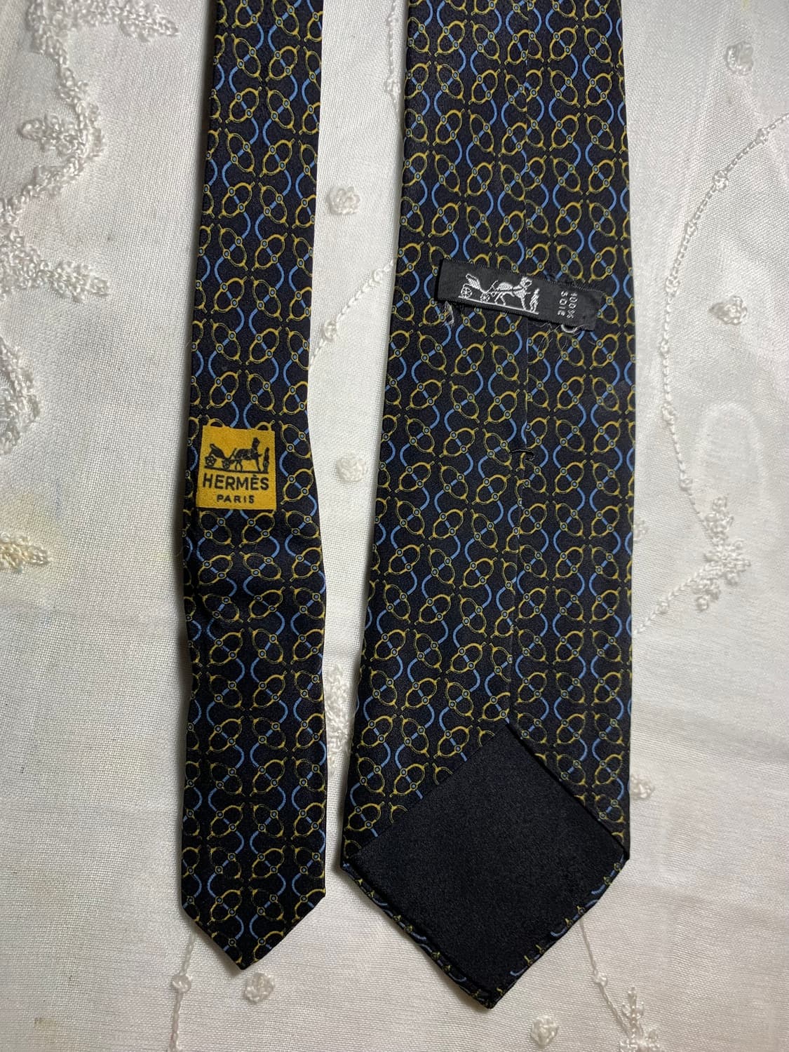 에르메스 실크 블랙 패턴 넥타이 상품이미지2