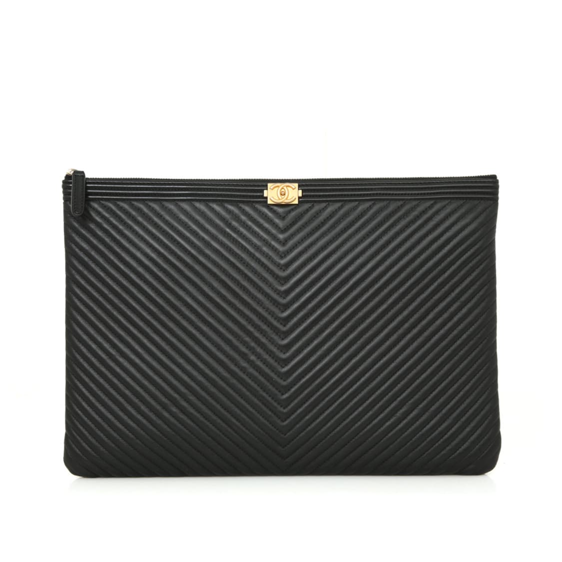 샤넬 클래식 캐비어 보이클러치 라지 쉐브론 블랙 A80570 상품이미지1