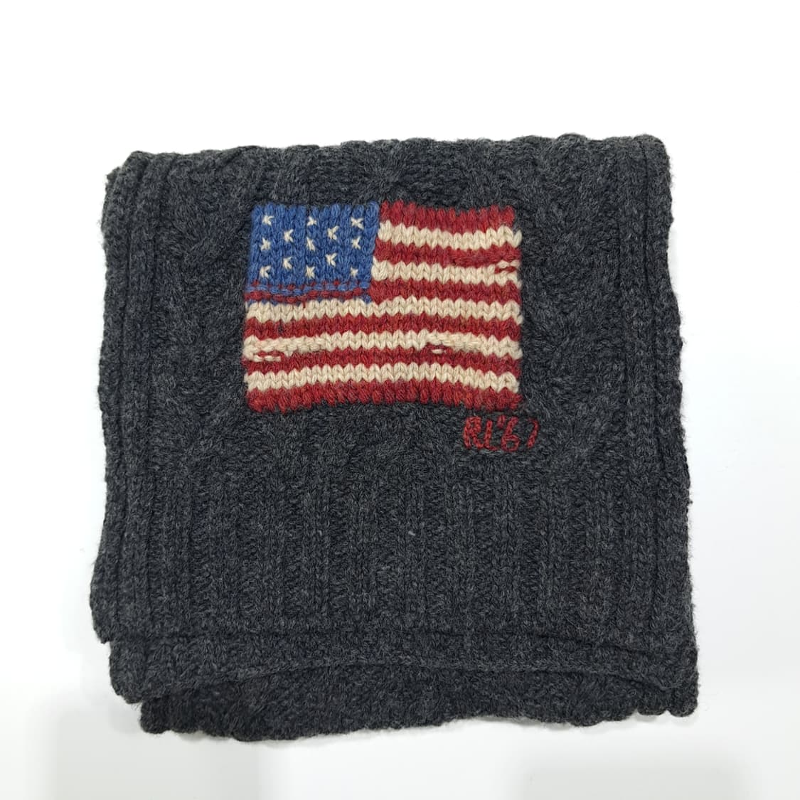 MX571 폴로 90s 램스울 성조기패치 차콜그레이 머플러 목도리 상품이미지7