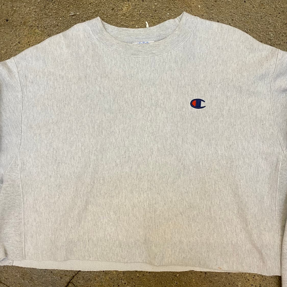 USA 미국 빈티지 리버스위브 챔피온 크롭 맨투맨 회색 상품이미지2