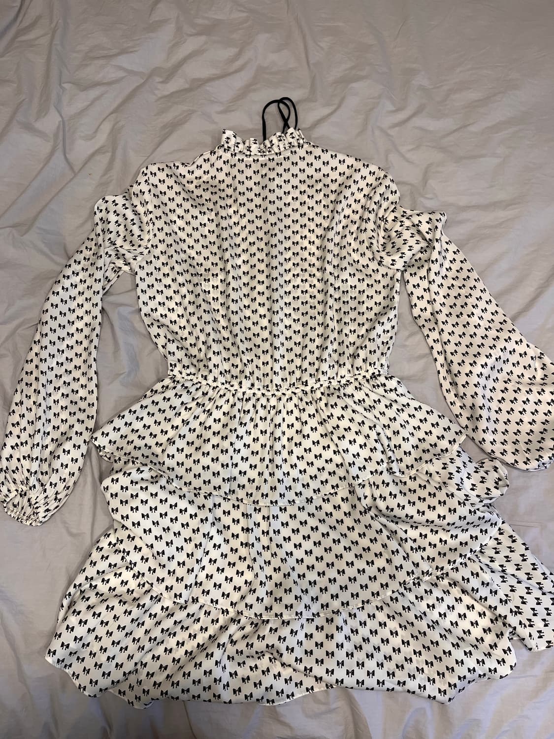 maje 마쥬 리본 크림 캉캉 쉬폰 원피스_36 사이즈 상품이미지5