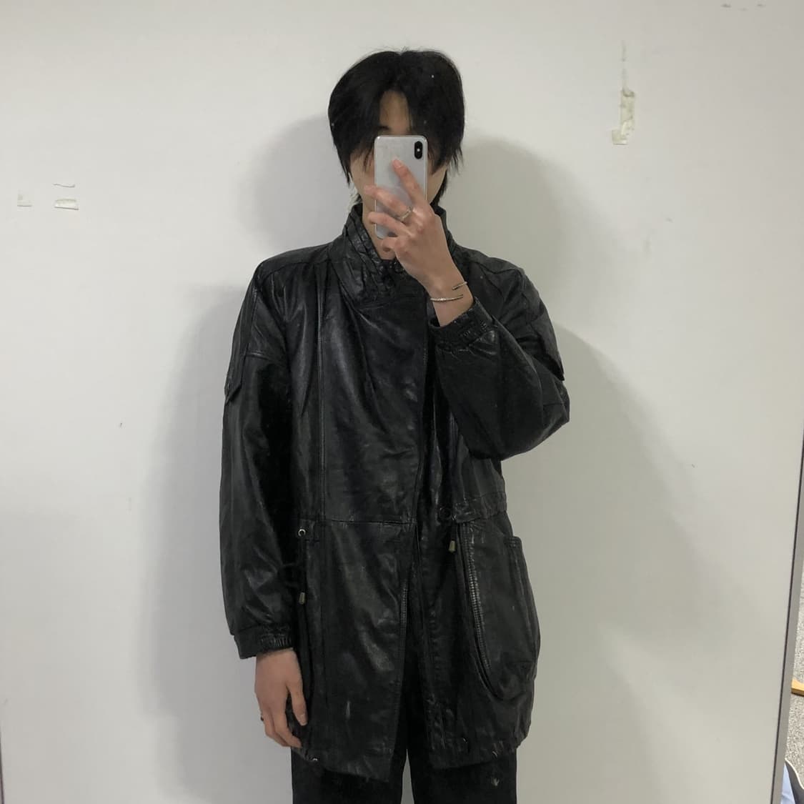 밀리터리 타입 스톰 플랩 레더 파카  상품이미지3