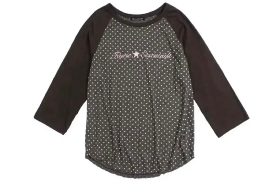 샵페어리 도트 레글런 슬리브탑 차콜 상품이미지1