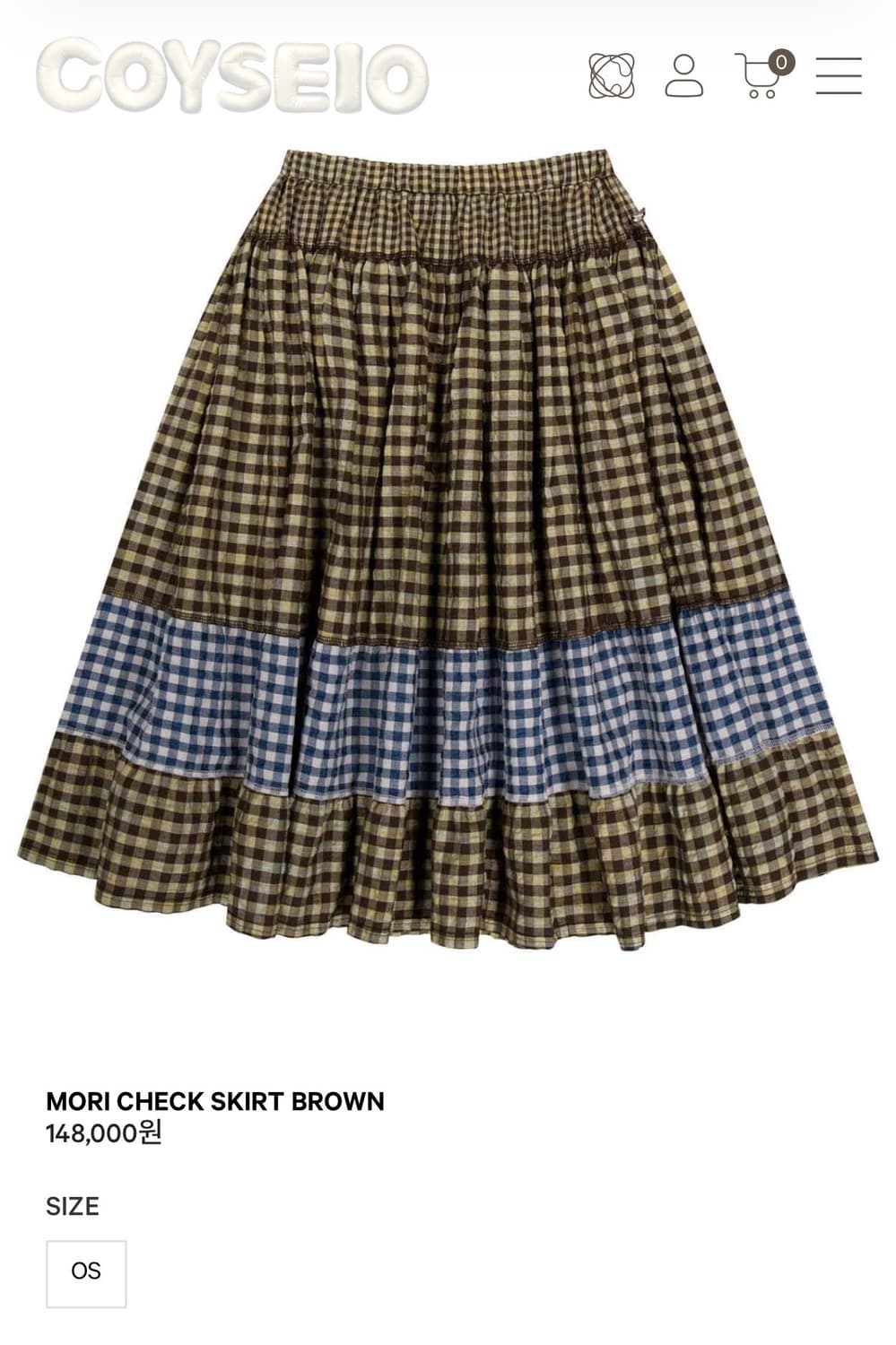 코이세이오 모리 체크 스커트 브라운 상품이미지1