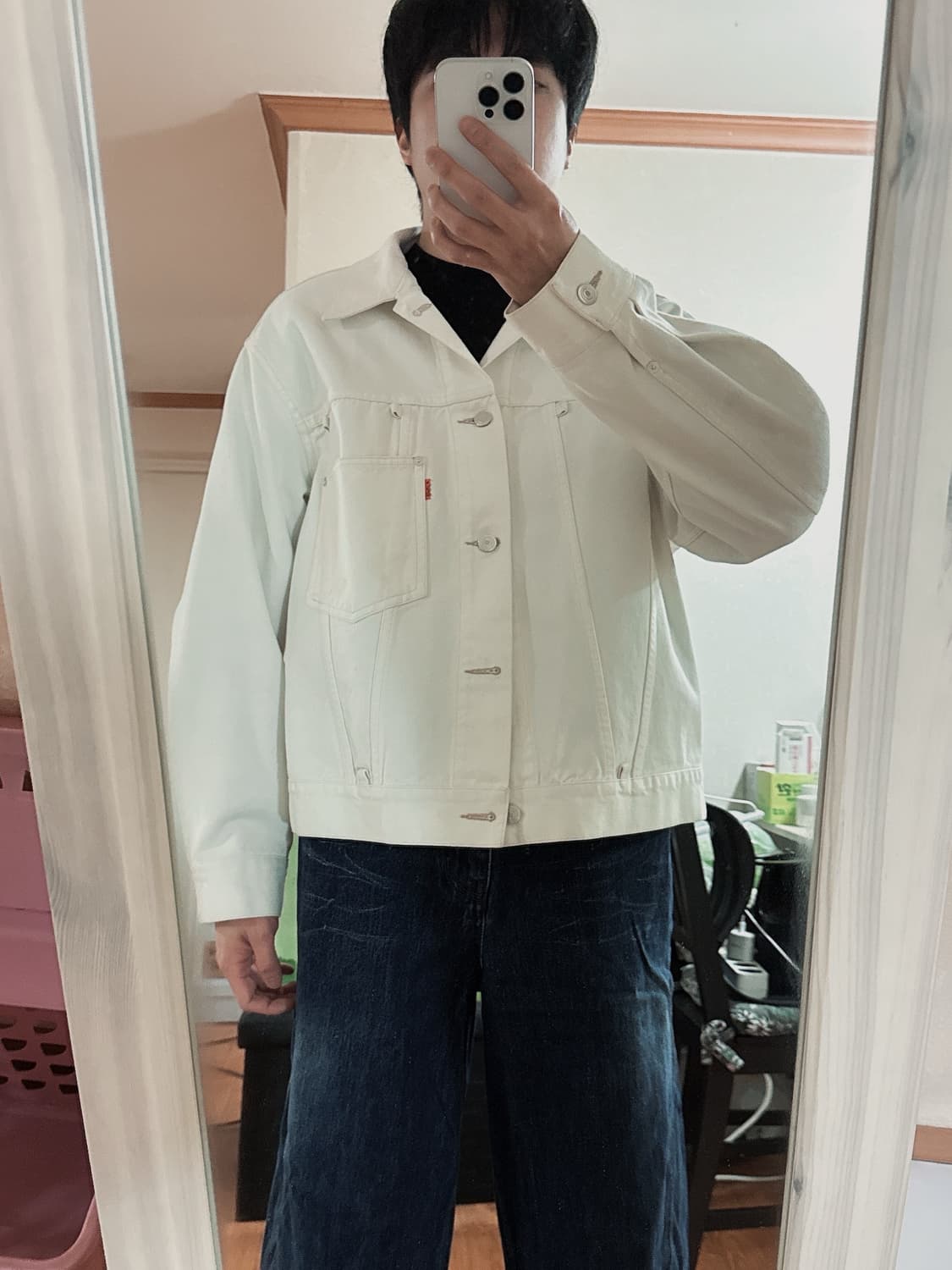 올리브드랩서비스 - 트러커 자켓 (오프화이트/L) 상품이미지7