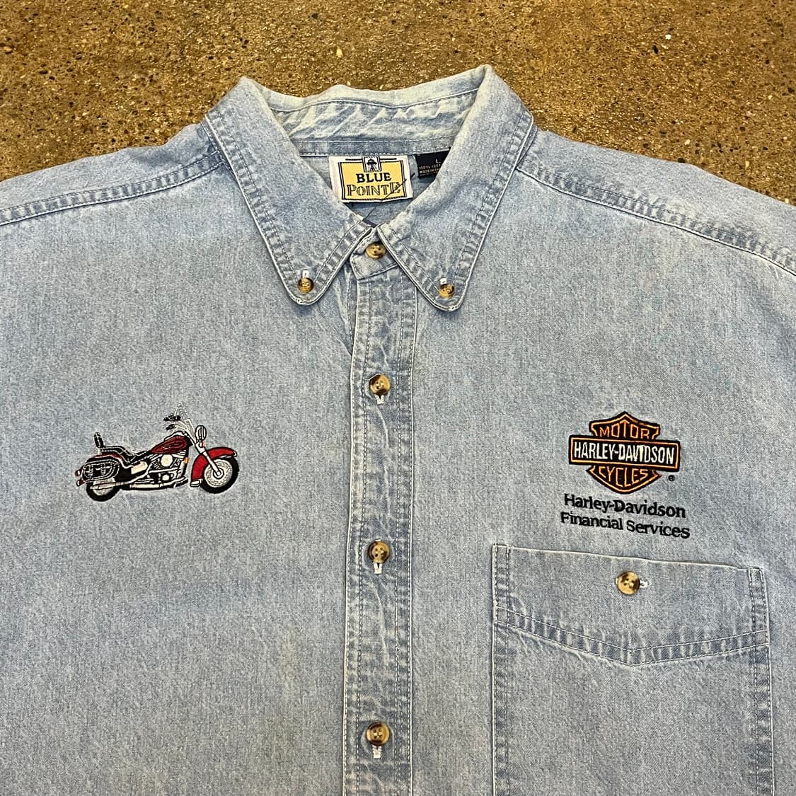 미국 빈티지 할리 데이비슨 데님 반팔 셔츠 상품이미지3