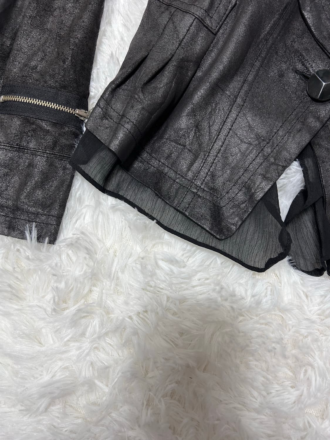 00’s drape lace detailed lether jacket 상품이미지4