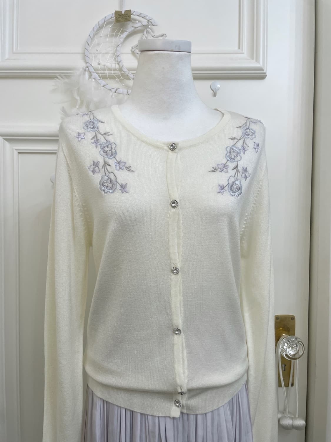 ivory pastel flower embroidery beautiful 상품이미지6