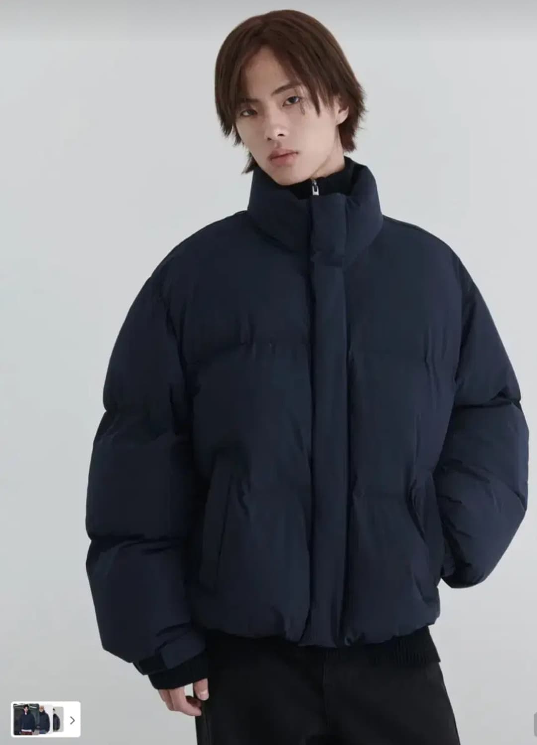 무신사 데일리 푸퍼 숏 패딩 재킷 네이비 상품이미지2