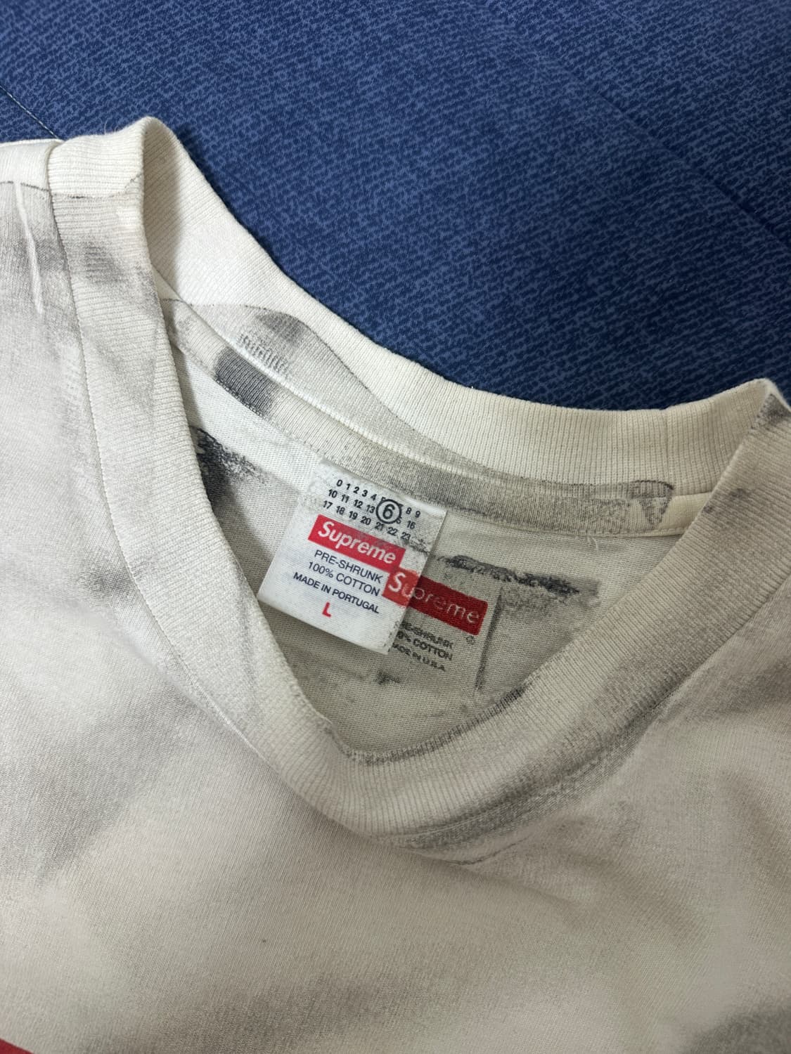 풀구성  슈프림 x 마르지엘라 박스로고 반팔티 화이트 L 상품이미지3