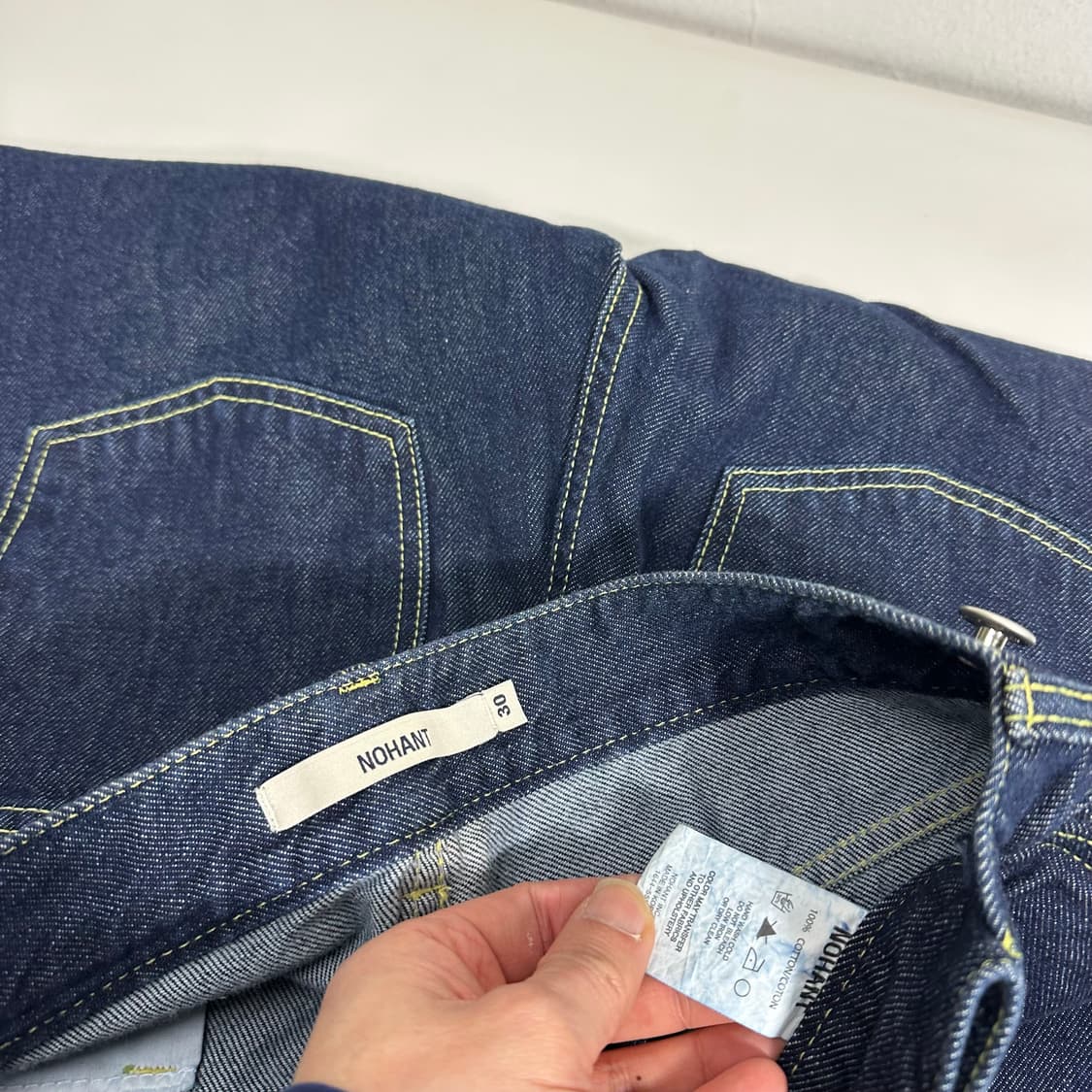 M-L 노앙 하이웨스트 원턱 와일드핏 생지 데님팬츠 상품이미지3