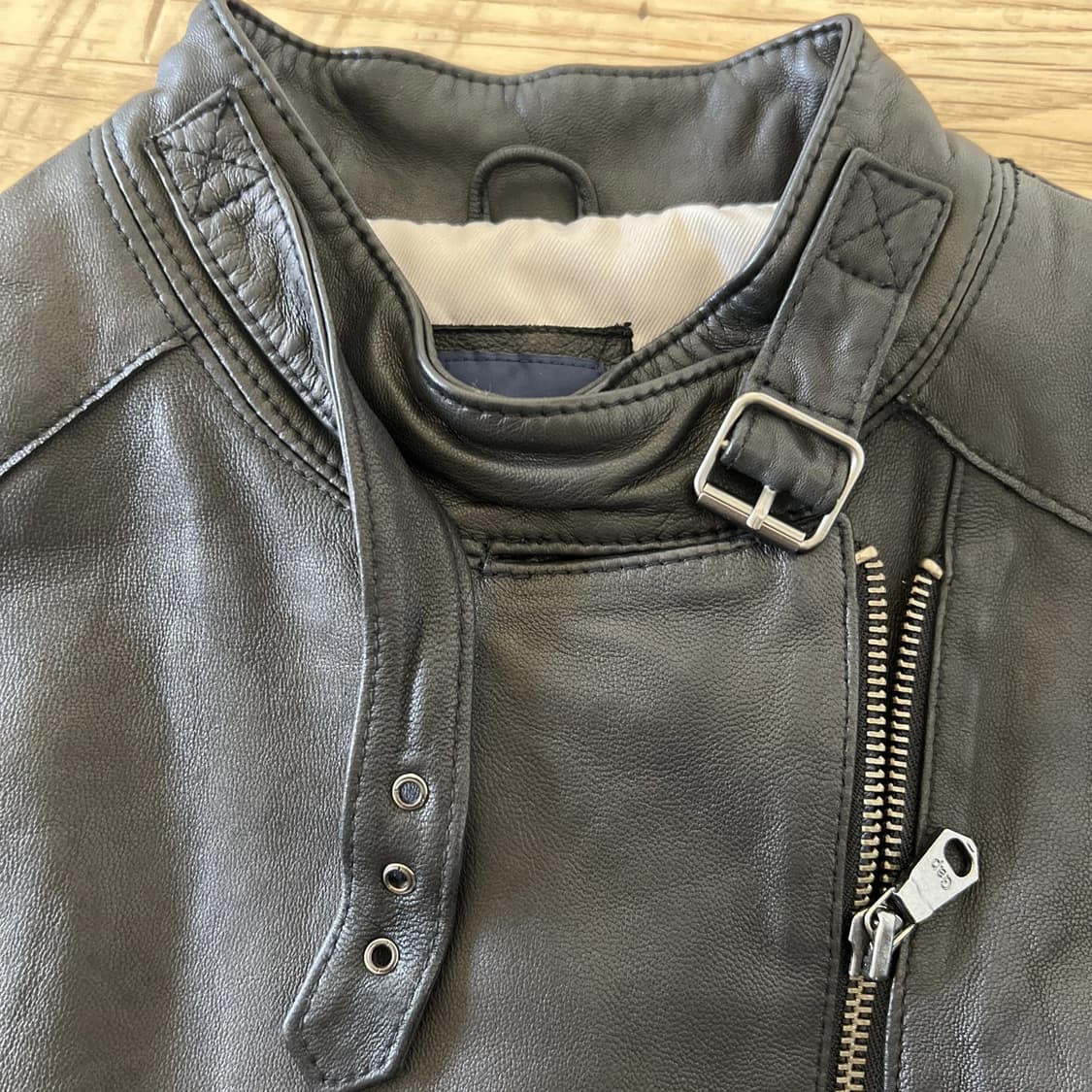 올드 갭 소프트 블랙 가죽 집 모토 자켓 상품이미지4