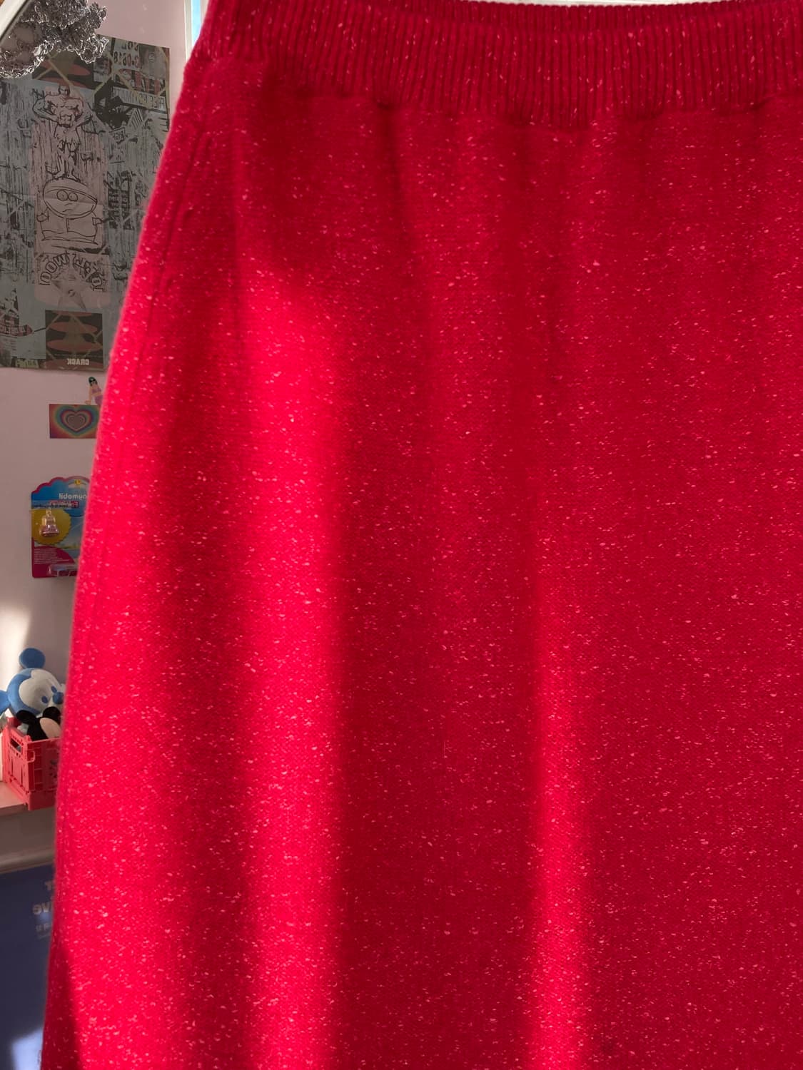 핑크 울 컬리믹스 미디 스커트 상품이미지3