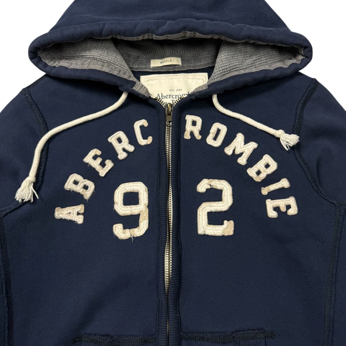 (M) 아베크롬비 아치로고 헤비 후드집업 네이비 상품이미지2