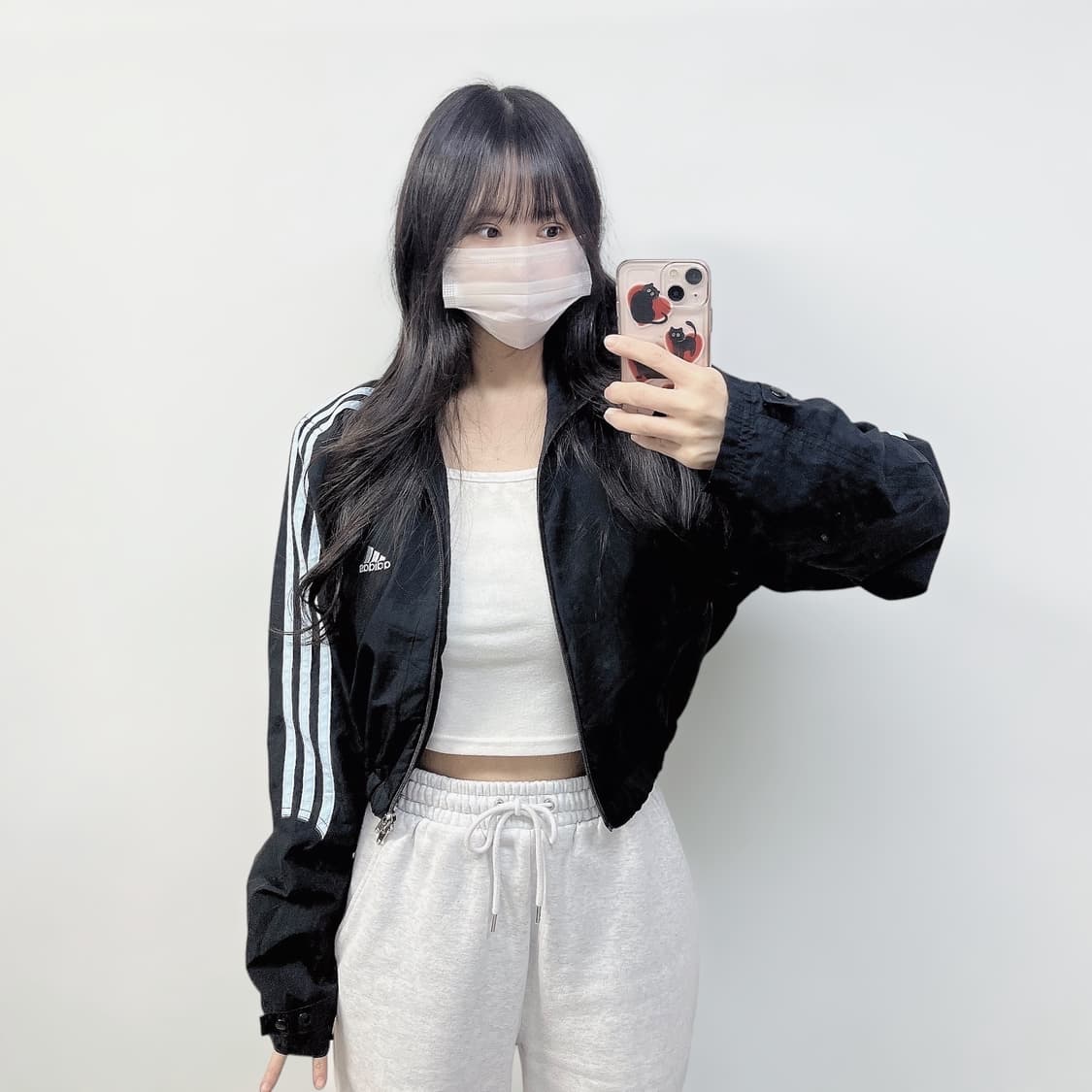 아디다스 사이드라인 크롭 바람막이 네이비 상품이미지1